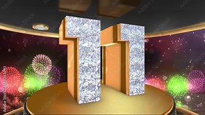 11th birthday animation in gold and diamonds with fireworks background, Animated 11 years Birthday Wishes in 4K Stock Video