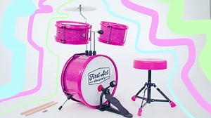First Act Discovery Beginner Drum Set & Seat, Pink Sparkle