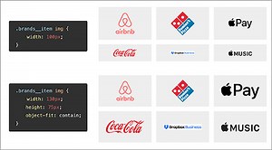 CSSでロゴのようにサイズが異なる画像を美しく揃えて配置するスタイルシートの実装テクニック