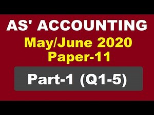 CAIE/ AS level Accounting Solved Past paper /9706/ May/June 2020 / Paper 11 / Part 1 / MCQs [1-5]