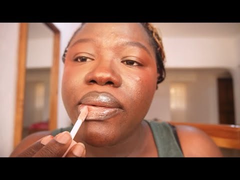 ASMR Relaxing up-close Lipgloss & Makeup Application , Whispering + mouth Sounds 👄
