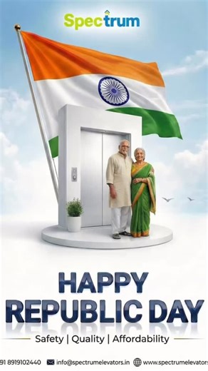 Spectrum Elevators | Hyderabad on Instagram: "This Republic Day, we celebrate freedom, dignity, and effortless living. 🇮🇳 At Spectrum Elevators, we believe comfort and safety should grow with you—at every stage of life. Proud to elevate homes with Safety | Quality | Affordability. Happy Republic Day to all! 🇮🇳✨ 📞 +91 8919102440 🌐 www.spectrumelevators.in #HappyRepublicDay #RepublicDayIndia #SpectrumElevators #WorldOfElevators #PremiumElevators"