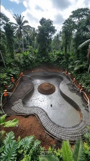 Full Process: Building a Tropical Lagoon Pool & Bamboo Gazebo (Start to Finish) | ArchBuild Studio