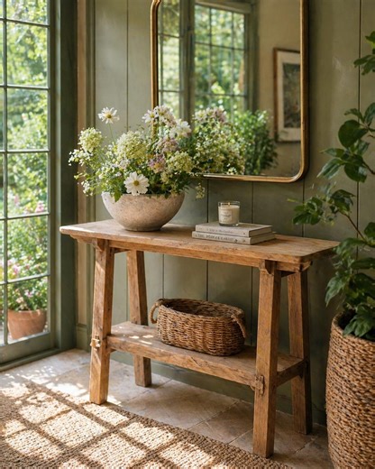 Rustic Teak Console Table - Etsy