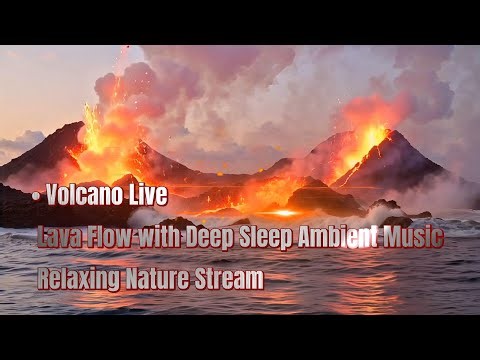 • Volcano Live 🌋 Lava Flow with Deep Sleep Ambient Music | Relaxing Nature Stream