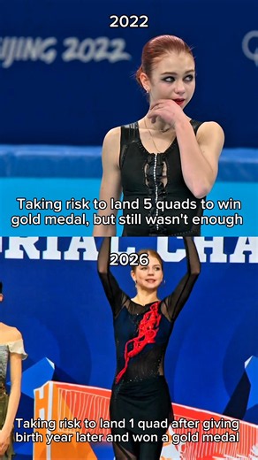 After many risks she won a gold medal #alexandratrusova #figureskating #sports