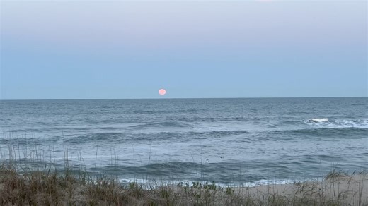 4-23-2024 A beautiful full moon rise from the Inn at Rodanthe - aka Serendipity house from the Nights In Rodanthe Movie. The views now are extra special here now that the old homes in front have been taken down. We had a perfect view of the moonrise from the movie house. Couldn’t be happier for the family staying here this week. This was a dream come true for them and the moonrise was just icing on the cake. Thank you so much for allowing me to be part of it with you tonight and to take yalls po