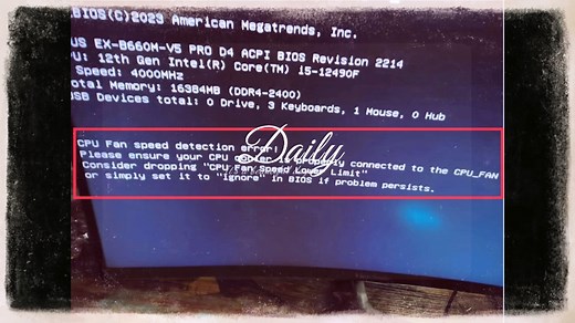 CPU Fan Speed detection error!