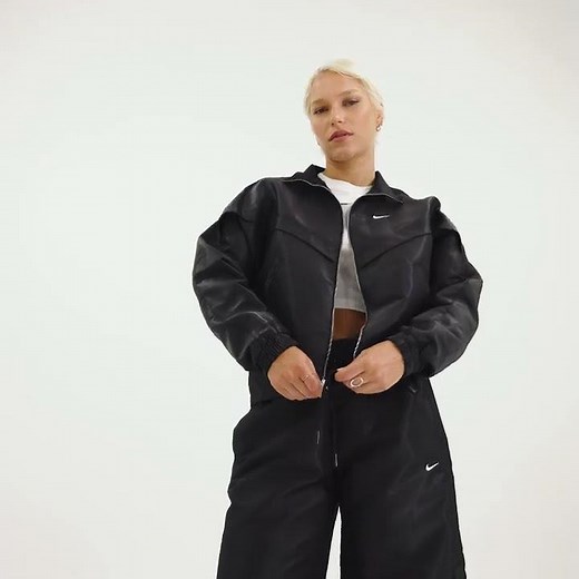 NIKE Windrunner Shine Track Top Jacket Tracksuit Women Shiny Black | JD Sports
