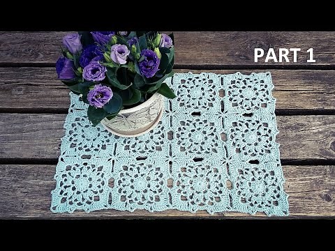 Crochet Flower Square Table Runner Tutorial Part 1