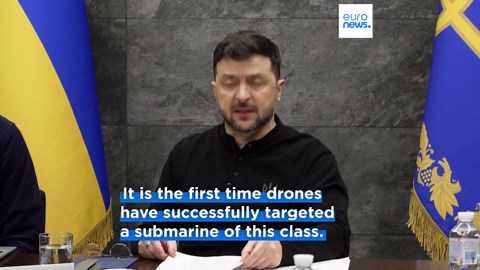 Ukraine hits Russian submarine with underwater drones for the first time