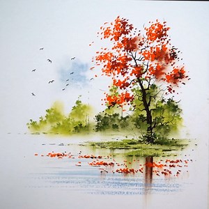 62K views · 4K reactions | Oil pastel drawing of a beautiful scenery with a tree in autumn season | Morning Drizzle | Facebook