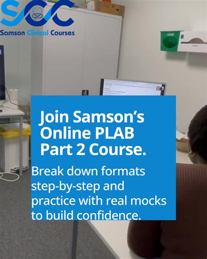 Struggling to understand the UK exam format for PLAB Part 2? You’re not alone. Many international doctors find the structure and expectations challenging at first. At Samson Courses, our Online PLAB Part 2 Course breaks each station down step by step and includes realistic online mock exams that mirror the real PLAB 2 experience. This approach builds confidence, sharpens exam technique, and improves performance. 📩 Email: info@samsoncourses.co Prepare for PLAB Part 2 online with confidence — tra