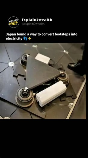 Explain2wealth on Instagram: "By placing pressure-sensitive generators beneath floor tiles, Japan is turning everyday footsteps into energy ⚡ Each step compresses the system below, creating small amounts of electricity that can power lights, displays, or sensors in public areas. One step produces very little power, but thousands of people moving through busy spaces can generate a steady, renewable source. It’s a smart way to harvest energy from normal movement — without changing how people live.