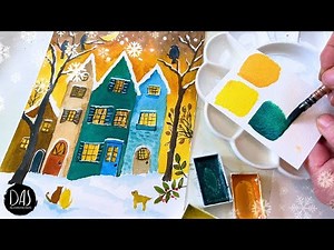 You’ll LOVE THIS Whimsical Snowy Watercolor Houses | Slow, Somatic Watercolor for Calm