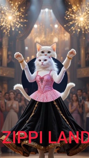 “Cute White Cat in Glitter Dress Performs Magical Stage Dance for Kids