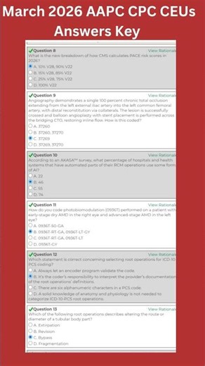 March 2026 AAPC CPC CEUs | Answer Key #shorts #AAPC #cpc
