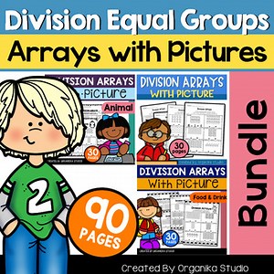Division Equal Groups Arrays with Pictures Bundle Fun