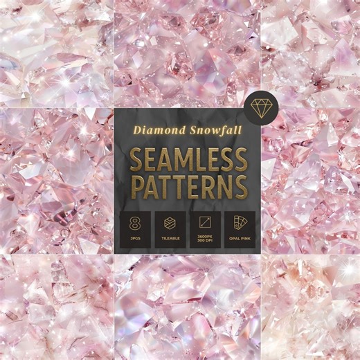 Pink Diamonds Seamless Patterns: Luxury Backgrounds, Crystal Bling, Opal Textures (digital Download) - Etsy