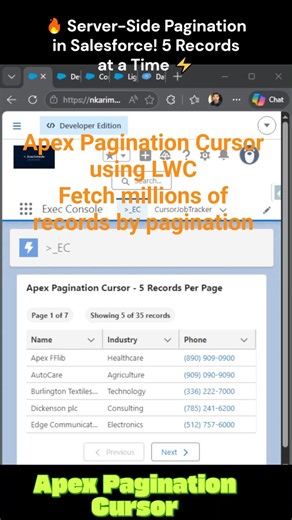 ApexPaginationCursor 🔥 Server-Side Pagination in Salesforce! 5 to 10 Records at a Time ⚡