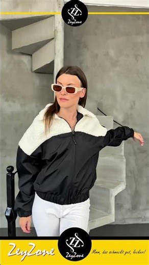 This black and white teddy bomber jacket is the ultimate upgrade for your look! 🖤☁️
