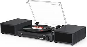 Vinyl Record Player with Speakers,Bluetooth Portable Turntable for Vinyl Records,Phonograph LP Player with 3 Speed USB RCA in Vintage Black