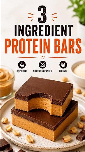 3 Ingredient Protein Bars 💪 No Bake, 8g Protein #shorts #recipe