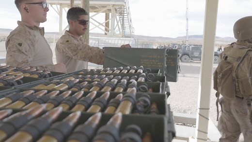4th Marine Division Marines recently conducted motorized operations during an adversarial force exercise at the MAGTF Training Command/Marine Corps Air Ground Combat Center at 29 Palms. This training brought together Marines from the Weapons and Motor Transport Company to enhance their accuracy and efficiency in motorized fire. | U.S. Department of War