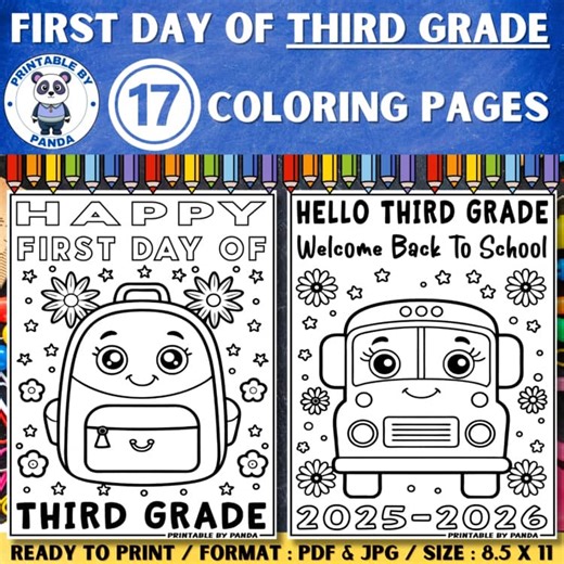 Welcome To Third Grade Coloring Page Sheet : First Day 3rd Grade Back To School