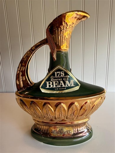 1967 Jim Beam Prestige Executive Decanter – Avocado Green Gold Basket Whiskey Bottle - Etsy