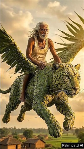 AI Palm Leaf Leopard Craft Art #aicraft #villagecraft #craftshorts