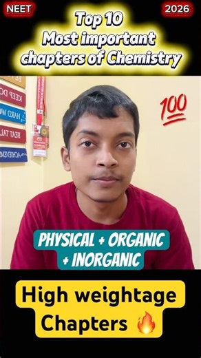NEET Chemistry 10 very high weightage chapters list 💯🔥 #neet2026 #neetchemistry