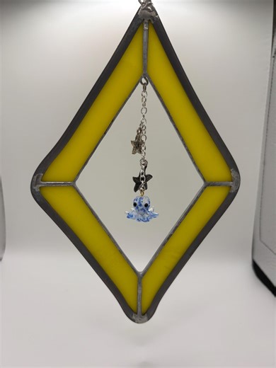 Yellow Stained Glass Suncatcher With Octopus & Starfish Charm - Etsy