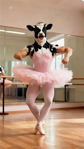 Cow does ballet in a tutu 💪🩰 #aianimals #funny #shorts