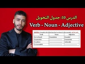 الدرس 10: تحويل الكلمات في جدول Verb - Noun - Adjective بأسهل طريقة