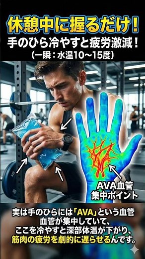 手のひらを冷やすだけでベンチプレス＋40%!? #筋トレ #疲労回復 #フィットネス #AVA血管 #shorts