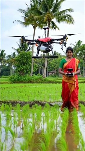 A Girl Spraying Crops with a Drone | Smart Farming Technology in Action