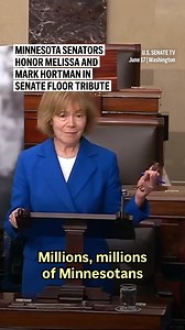 U.S. Senators Amy Klobuchar and Tina Smith delivered remarks on the Senate floor Tuesday, honoring the life and legacy of Minnesota House Speaker Emerita Melissa Hortman and her husband, Mark Hortman. Melissa and Mark Hortman were fatally shot in their home on Saturday. | AP