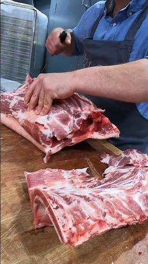 London Market Butcher Chops and Cuts Huge Blocks of Meat