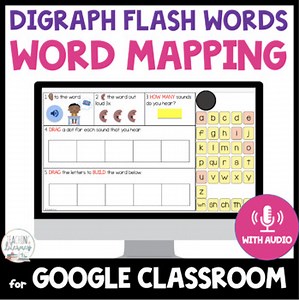 DIGRAPH FLASH WORDS | Sight Word Mapping for Google Classroom Science of Reading