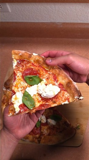 Homemade Pepperoni Pizza with Ricotta, Basil, and Hot Honey