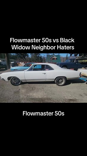 Flowmaster vs Black Widow Neighbor haters. Not even close to the same type of muffler but neat to hear the difference the same day #Flowmaster #blackwidow #exhaust #lsswap #v8 #musclecars