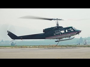 Black Tusk Bell 214 Fire Attack Helicopter (C-FZVT) take-off from Oliver Airport, BC - Canada (CAU3)