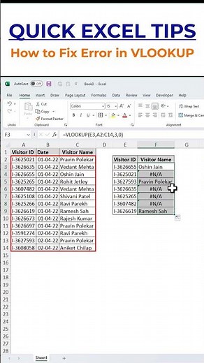 How to Fix VLOOKUP Errors in Excel | #REF, #N/A, #VALUE Solved Easily
