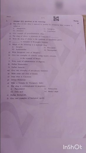 Pharmacology Summer 2025 msbte Question paper D pharm 2nd year