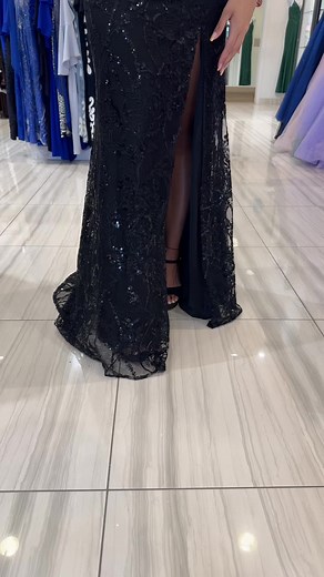 Beautiful Black Lace Gown with Sequins, Lace & Butterflies