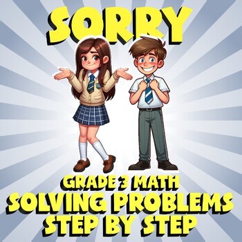 Solving Problems Step by Step SORRY Math Game - No Prep Grade 3 Review