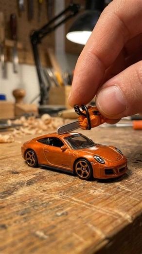 Tiny STIHL Chainsaw VS Porsche 911 GTS #shorts #satisfying #subscribe