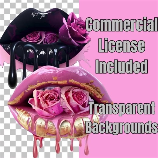 Dripping Lips Clipart Red Lips PNG Rose Lips Graphic Bundle Lips Tshirt Sublimation Transparent Floral Rose Lips Commercial Instant Download - Etsy