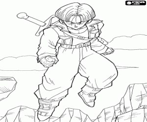 Trunks, Dragon Ball character coloring page printable game